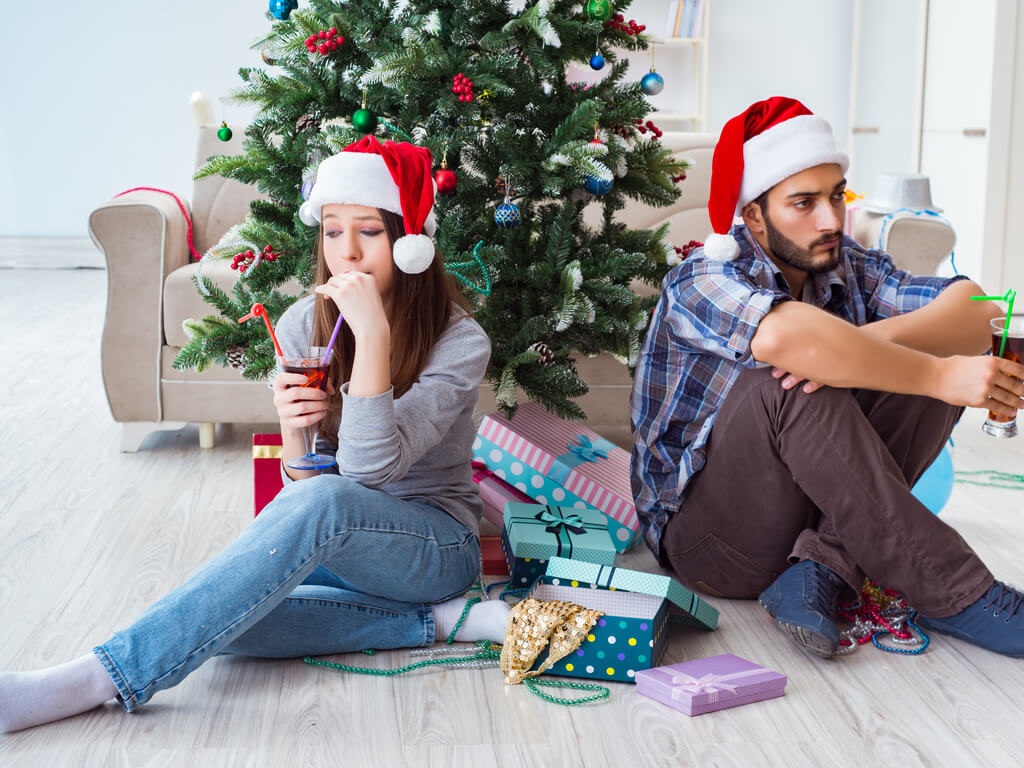 an unhappy couple contemplating divorce after the holidays