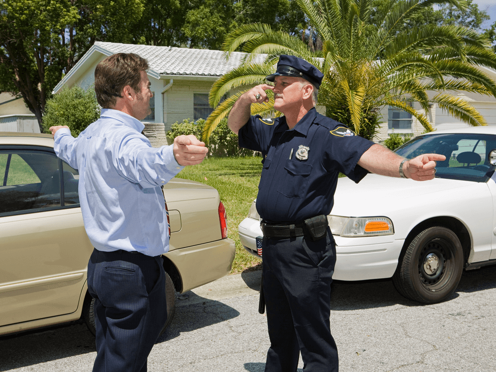 officer demonstrating field sobriety tests